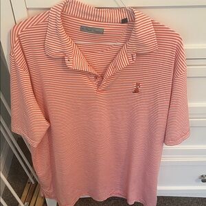 Orange Striped Clemson Polo Shirt with Embroidered Logo